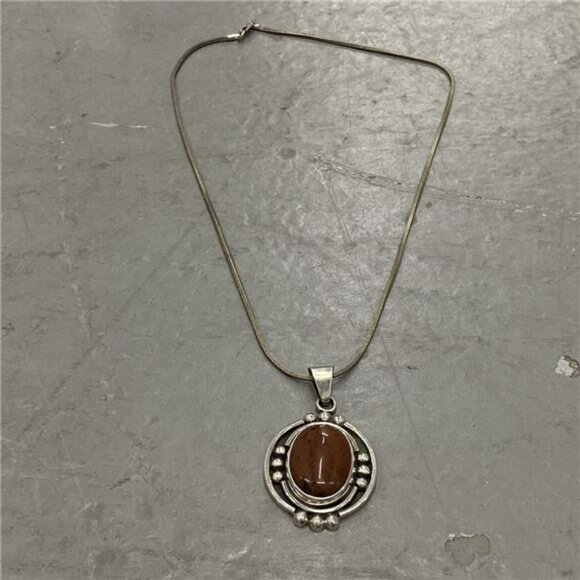 Vtg 70s Sterling Mahogany Obsidian Chunky Oversized Necklace - Picture 2 of 3